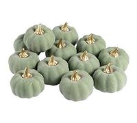 Whaline Calabazas Artificiales a Granel, Calabaza Verde Vintage, Espuma, para otoño, Halloween, Suministros de Fiesta en el hogar, Acción de Gracias, casa, Cocina, decoración de Boda (12 Unidades)