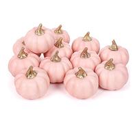 Whaline Calabazas artificiales a granel, cosecha de calabaza rosa vintage, calabaza falsa de espuma para otoño, Halloween, suministros de fiesta en el hogar, fiesta de Acción de Gracias, casa, cocina,