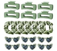 Whaline Juego de 18 piezas de regalo de propuesta de dama de honor verde salvia, regalo de matrona de honor, pinzas para el cabello, coleteros, gafas de sol para boda, despedida de soltera,