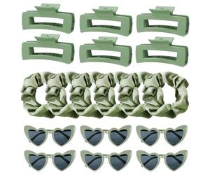 Whaline Juego de 18 piezas de regalo de propuesta de dama de honor verde salvia, regalo de matrona de honor, pinzas para el cabello, coleteros, gafas de sol para boda, despedida de soltera,