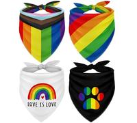 Whaline Pañuelos para perro arcoíris Love is Love Pride Tribut, bufanda reversible de doble cara para mascota, mediana y grande, accesorios para disfraz de Día del Orgullo, paquete de 4