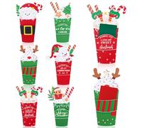Whaline Portatarjetas de regalo de café de Navidad con decoración de color crema, decoración de madera de dibujos animados rojo y verde para regalo de dinero en efectivo para invierno, día festivo,