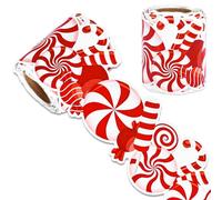 Whaline Rollo de calcomanías de Navidad para tablón de anuncios de Navidad, 32.8 pies, borde de caramelo, menta, autoadhesivo, color rojo, para aula, oficina, pizarra, decoración de fiesta