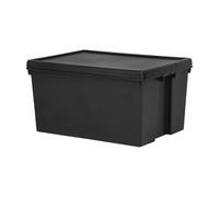 Wham Bam - Cajas de almacenamiento con tapas, de plástico, color negro, resistente, reciclado, para el hogar (96L)