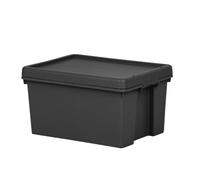 Wham Bam - Cajas de almacenamiento con tapas, de plástico, color negro, resistentes, recicladas (16 L)
