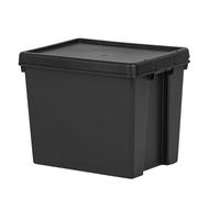 Wham Bam - Cajas de almacenamiento con tapas, de plástico, color negro, resistentes, recicladas (24 L)