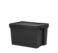 Wham Bam - Cajas de almacenamiento con tapas, de plástico, color negro, resistentes, recicladas (62 L)