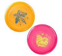 Wham-O Frisbee Go Paquete de 2 Discos Voladores, 22.86 cm Juego de Juguetes Coloridos y Ligeros para Principiantes Niños Niñas de 5+ Años para Exteriores Playa Parque Patio - 70g