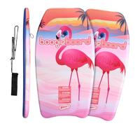 Wham-O Paquete de 2 Boogie Board de 83.8 cm, Bodyboard Ligero con Correa para la muñeca, Cubierta Fiberclad núcleo Phuzion para océano y Piscina, niños 5+ Adolescentes Principiantes - Flamenco