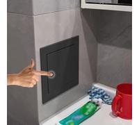 WhamtL Trampilla Pladur Tapa de Orificio de Servicio de Ducha con Apertura por Presión, Válvula de Agua Oculta, Tapa de Sifón para Baño, Panel de Acceso para Puerta de Yeso(Black,200x250mm(8x10in))