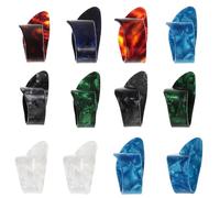 WHAMVOX 12 Púas de Guitarra Eléctrica para Dedos Estilo Pulgar, Celuloide Mixto Colores, 12 Unidades para Músicos, Accesorio Cómodo Antideslizante para Práctica y Mejora de Técnica