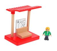 WHAMVOX 1juego Vías De De Madera Mini Estación y Personajes Accesorio Educativo De y Desarrollo