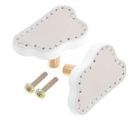 WHAMVOX 2 Piezas Pomo de Armario de Latón y Pu en Forma de Nube, Blanco, de 1 Orificio, para Habitación Infantil, Cajón y Puerta de Armario,