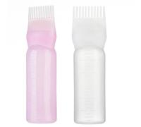 WHAMVOX 3 Piezas Botella Aplicadora de Tinte para Cabello Blanco 60ml de Plástico, Aplicador de Cabello con Peine y Escala, para Peluquería y Salón de Belleza