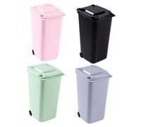 WHAMVOX 4 Piezas Botes de Basura de Escritorio de Plástico Diseño con Tapa Abatible Contenedores Multifuncionales para Residuos Papelería y Cocina Colores Aleatorios