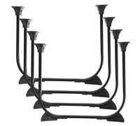 WHAMVOX 4 Piezas Patas de Mesa Metálicas Plegables Negras U-Shaped Resistentes y Ligeras con Silicona Antideslizante para Muebles y Proyectos DIY