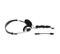 WHAMVOX Auriculares Supraurales Retro para Mujer con Cable, Sonido Nítido y Controles Cómodos, Diseño Vintage en Color Plata para Música y Juegos en Teléfonos y Tabletas