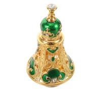 WHAMVOX Botella de Perfume Verde Tapón 125ml Frasco de Perfume Recargable de Vidrio y Aleación Estilo Vintage Oriental, para Decoración del Hogar y Viaje