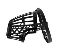 WHAMVOX Bozal Correa de Cuero Ajustable para Perro Negro Tipo Cesta de Plástico Antimordeduras y Antiladridos para Perros Pequeños y Medianos