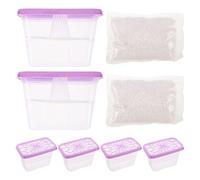 WHAMVOX Caja Absorbente de Humedad Reutilizable 6 Unidades 2 Recargas de Perlas Desecantes 200 G Contenedor Plástico Cuadrado Morado sin Papel para Armarios Hogar y Control de Humedad
