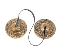 WHAMVOX Campana de Platillo Pequeño de Cobre Puro Doble Dragón, Instrumento de Percusión Tibetano para Ceremonia Religiosa y Meditación, Platillos de Dedo Tradicionales para Yoga y Práctica Espiritual