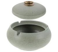 WHAMVOX Cenicero de Cerámica con Tapa Robusta y Base Estable para Interiores y Exteriores Diseño Elegante y Decoración del Hogar Fácil Limpieza y Control de Cenizas