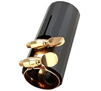WHAMVOX Clip Ajustable para Saxofón Alto Ligadura de Metal y Tapa Protectora de Plástico Negro Que Previene Astilladuras y Grietas en Accesorios para Saxofón