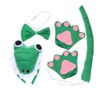 WHAMVOX Conjunto Disfraz de Cocodrilo Adultos con Diadema de Peluche Pajarita y Guantes Accesorios de Cosplay para Fiesta Carnaval y Baile de Máscaras