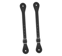 WHAMVOX Correas de Espuelas Ajustables de Cuero Genuino Negro para Botas de Montar Caballo, Juego de 2 Piezas, Correas de Talón para Equitación al Aire Libre y Eventos Ecuestres