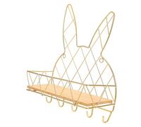 WHAMVOX Estante de Baño de Hierro Montado Pared con Ganchos Dorados Organizador Resistente para Cosméticos y Toallas Fácil Instalación sin Taladro Repisa Multiusos para Ducha y Lavabo