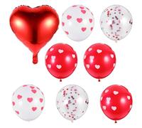 WHAMVOX Globos de Látex Estampado de Corazones Rojos, Paquete de 10 Unidades, Decoración Romántica para Bodas, San Valentín y Fiestas, Suministros para Eventos