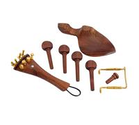 WHAMVOX Juego de Accesorios para Violín 15 Piezas Kit de Herrajes de Madera de Palo de Rosa Rojo, Cordal, Abrazaderas de Barbilla, Pasador y Clavijas Café para Fabricación DIY