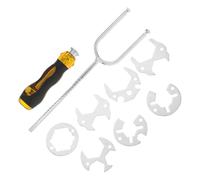 WHAMVOX Llave para Grifo, Herramienta de Fontanero, Acero al Carbono, Cabezales Intercambiables, Color Plata, para Conectores de Manguera y Fregadero, Espacios Reducidos