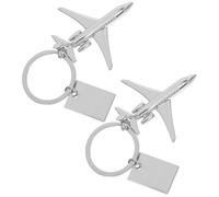 WHAMVOX Llavero de Avión Metálico Plateado 2 Piezas Colgante Compacto para Llaves y Mochilas Accesorio Creativo para Viajeros y Entusiastas Aviación Obsequio Personalizado sin Grabar