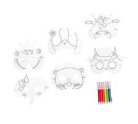 WHAMVOX Máscaras de Papel sin Pintar para Manualidades DIY Diseño de Animales Infantiles Incluye con Pinturas para Fiestas y Actividades Creativas