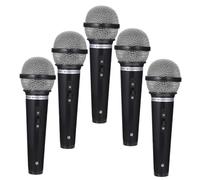 WHAMVOX Micrófono Simulado Negro Pequeño 5 Piezas, Juguete Micrófono para Actuación en Escenario, Accesorio de Modelado Seguro y Portátil para Karaoke y Juegos de Simulación