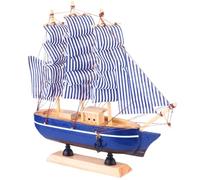 WHAMVOX Modelo de Madera de Barco de Vela Azul para Decoración