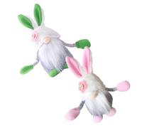 WHAMVOX Muñecos de Pascua de Peluche Largo Conejitos Decorativos de Escritorio Set 2 Piezas Verde y Rosa Juguetes Creativos para Hogar y Oficina Adornos de Escritorio Festivos