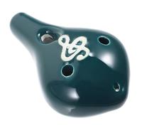 WHAMVOX Ocarina De Cerámica Verde Esmaltada, 6 Agujeros, Tamaño Mediano, Instrumento De Viento Portátil Para Principiantes y Niños, Ocarina Fácil De Tocar y Decorativa
