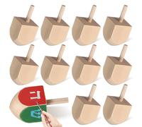 WHAMVOX Peonzas de Madera sin Pintar para Hanukkah 20 Unidades, Dreidel Artesanal de 4,15 Cm Mango, Juguete Educativo y Decoración Festiva DIY Actividades Creativas
