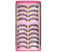 WHAMVOX Pestañas de fibra artificial, 10 pares, pestañas postizas naturales y largas, negras, no se desprenden fácilmente, para fiestas, para mujeres y damas