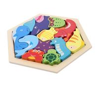 WHAMVOX Puzzle de Madera Educativo para Animales Marinos Interactivo de Encaje de Formas para Desarrollo Cognitivo y Coordinación Manual para Pequeños y Preescolares