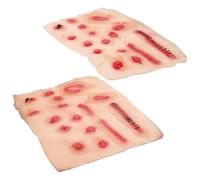 WHAMVOX Tatuajes Temporales Realistas de Cicatrices para Halloween 2 Piezas, Pegatinas Seguras para Heridas Falsas, Maquillaje Cosplay para Fiestas y Disfraces Temáticos