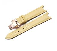 WHARGTSL Correa de Reloj de Cuero Genuino for Mujer de Vivienne Westwood, Correa de Reloj Fit For Interfaz cóncava Suave y cómoda, Pulsera de 18mm(Yellow-Rose-B1)