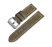 WHARGTSL Correa de reloj de lona y cuero hecha a mano, de 20, 22 y 24 mm, compatible Fit For el reloj de exterior PAM111 441 for hombre, color verde, negro y marrón.(Dark Green A,20mm)