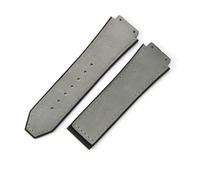 WHARGTSL Correa de reloj Fit For hebilla de acero y oro rosa de cuero genuino glaseado, apta for HUBLOT, hombres y mujeres, piel inferior de silicona resistente al agua, muñeca de 19mm(Gray-No Buckle)
