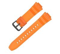 WHARGTSL Correa de Silicona for Reloj Fit For Casio 5434 MCW-100H Serie W-S220, Correa de Reloj Suave, cómoda, Impermeable, a Prueba de Sudor, 16mm(Orange-Black)