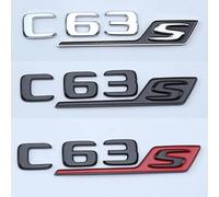 WHARGTSL Letras cromadas Negras ABS 3D aptas for el Coche Mercedes C63S AMG W205 W204, Pegatina for Logotipo, Emblema, Insignia, Accesorios for el Maletero del Coche(Black Red c63s)