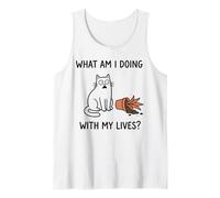 What Am I Doing with My Lives Cute Cat Sayings Funny Cat Camiseta sin Mangas