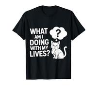 What Am I Doing with My Lives Sarcastic Cat Puns |- Camiseta